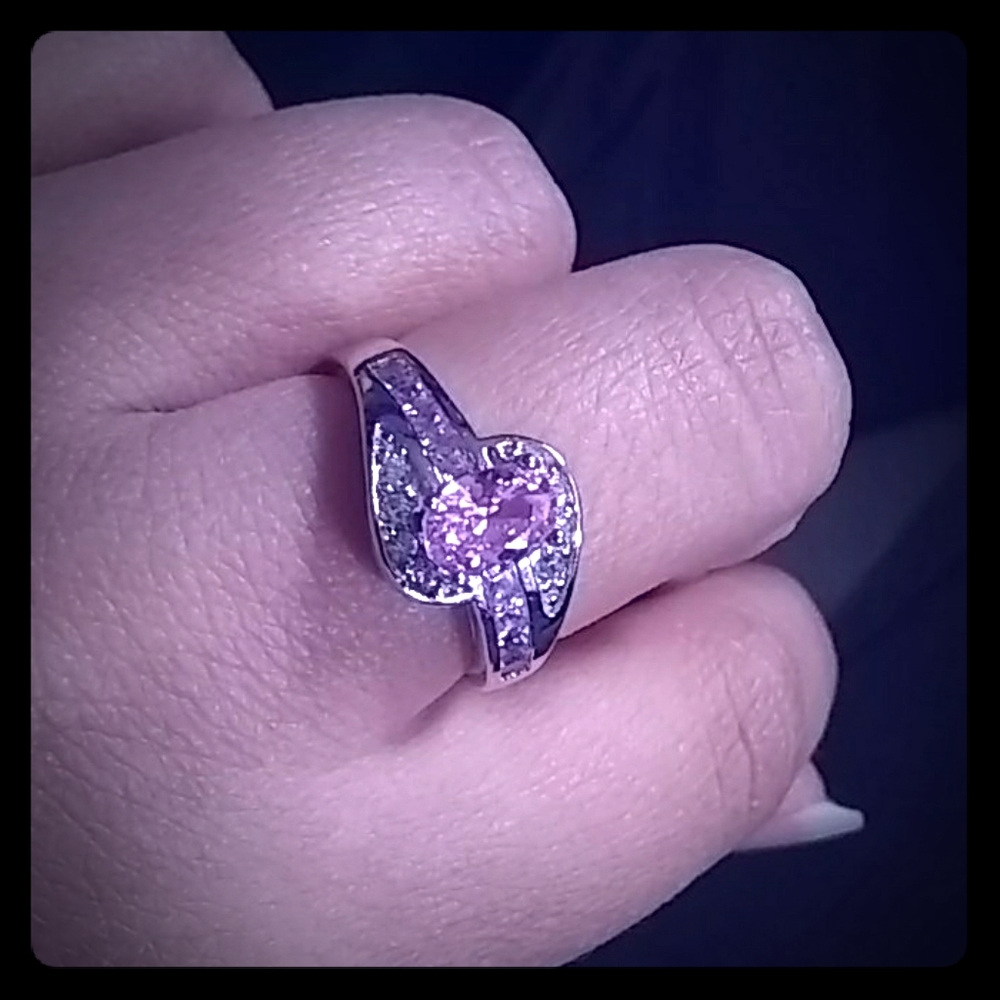 Solid Sterling Silver 925 Ring With Pink Stone - image 1